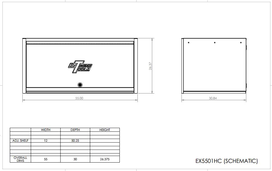 EX2605RC Roller Cabinet Specifications